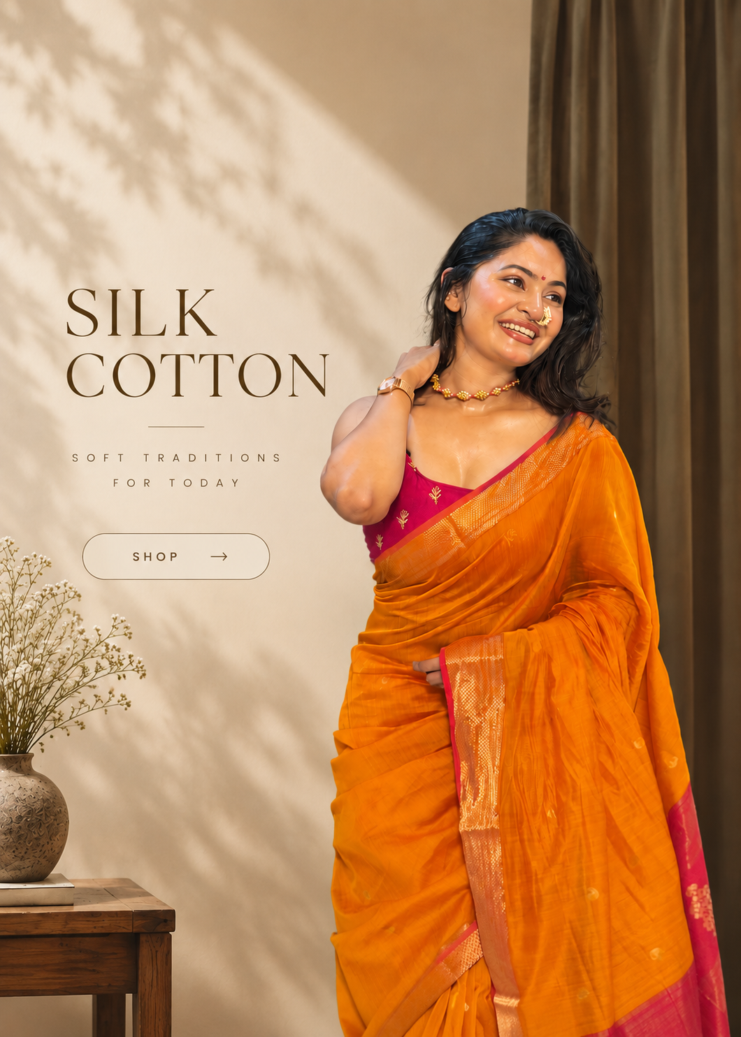 Lotus Kamal Maheshwari Saree