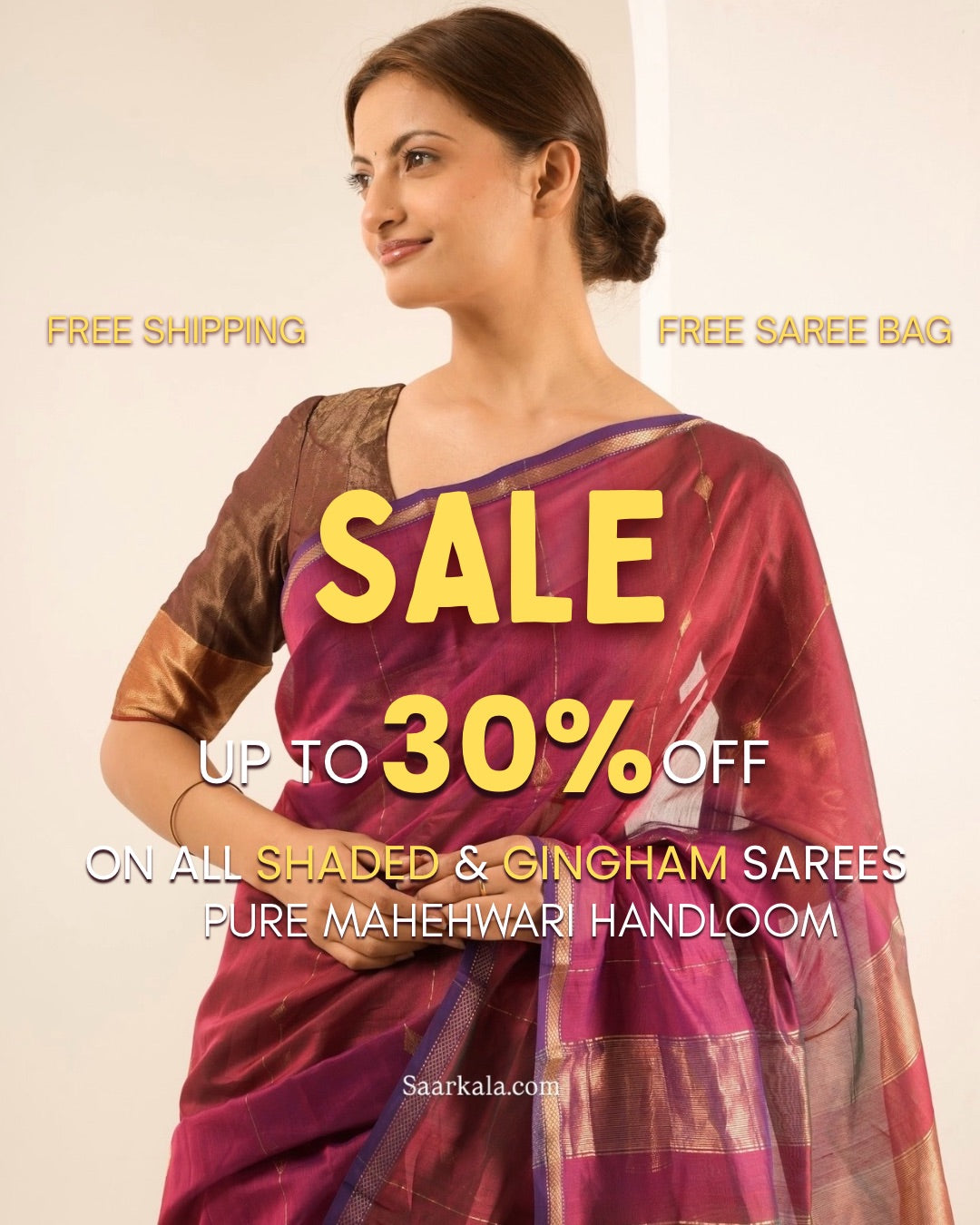 Dual Tone Shaded Maheshwari Saree