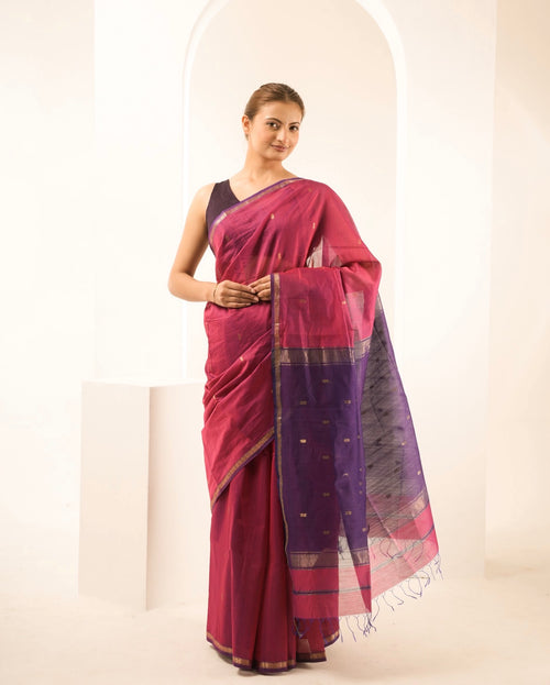 Chameli Pink Purple Maheshwari Handloom Saree