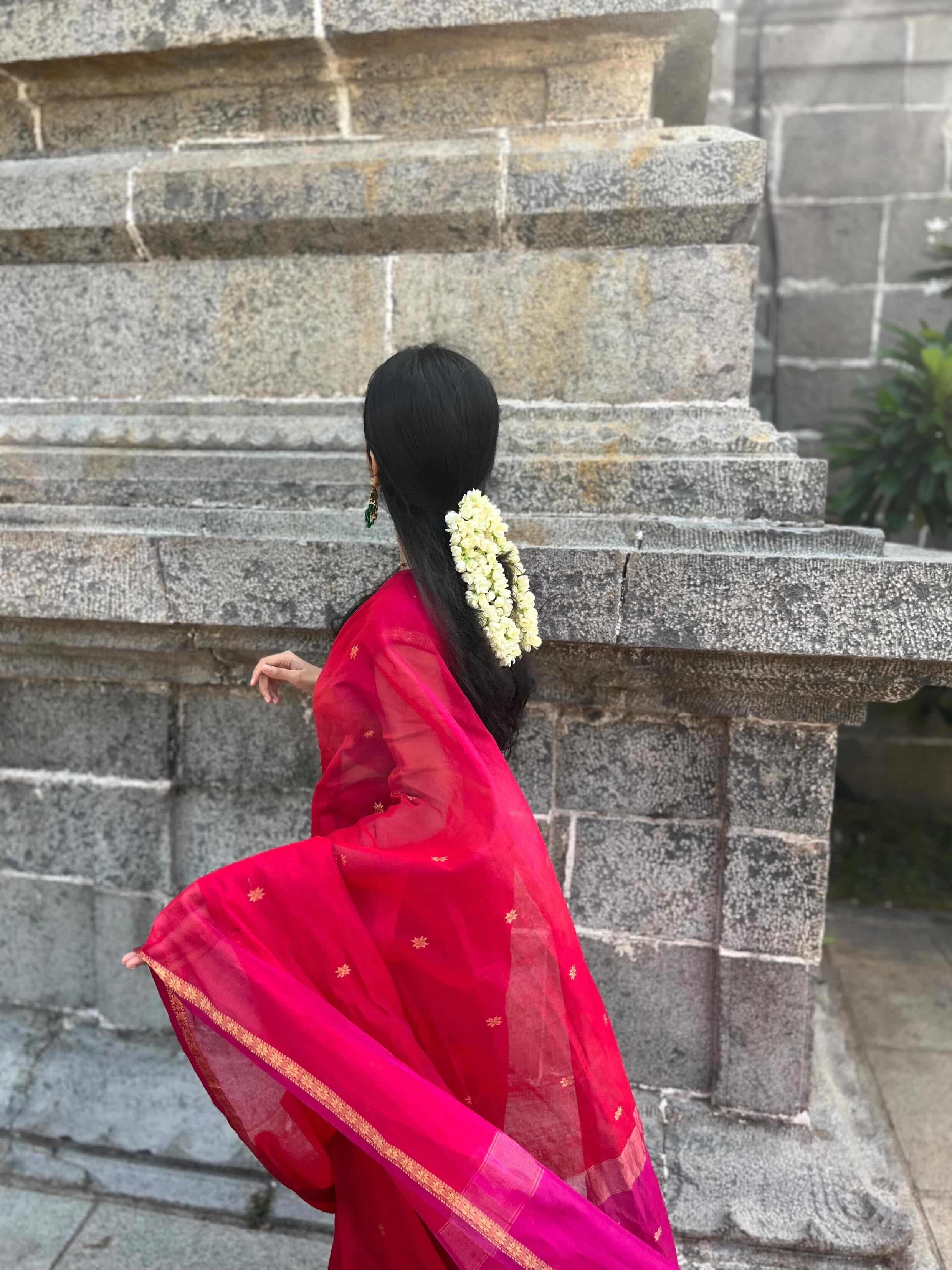 Harshini Gulabi Noor Maheshwari Handloom Saree