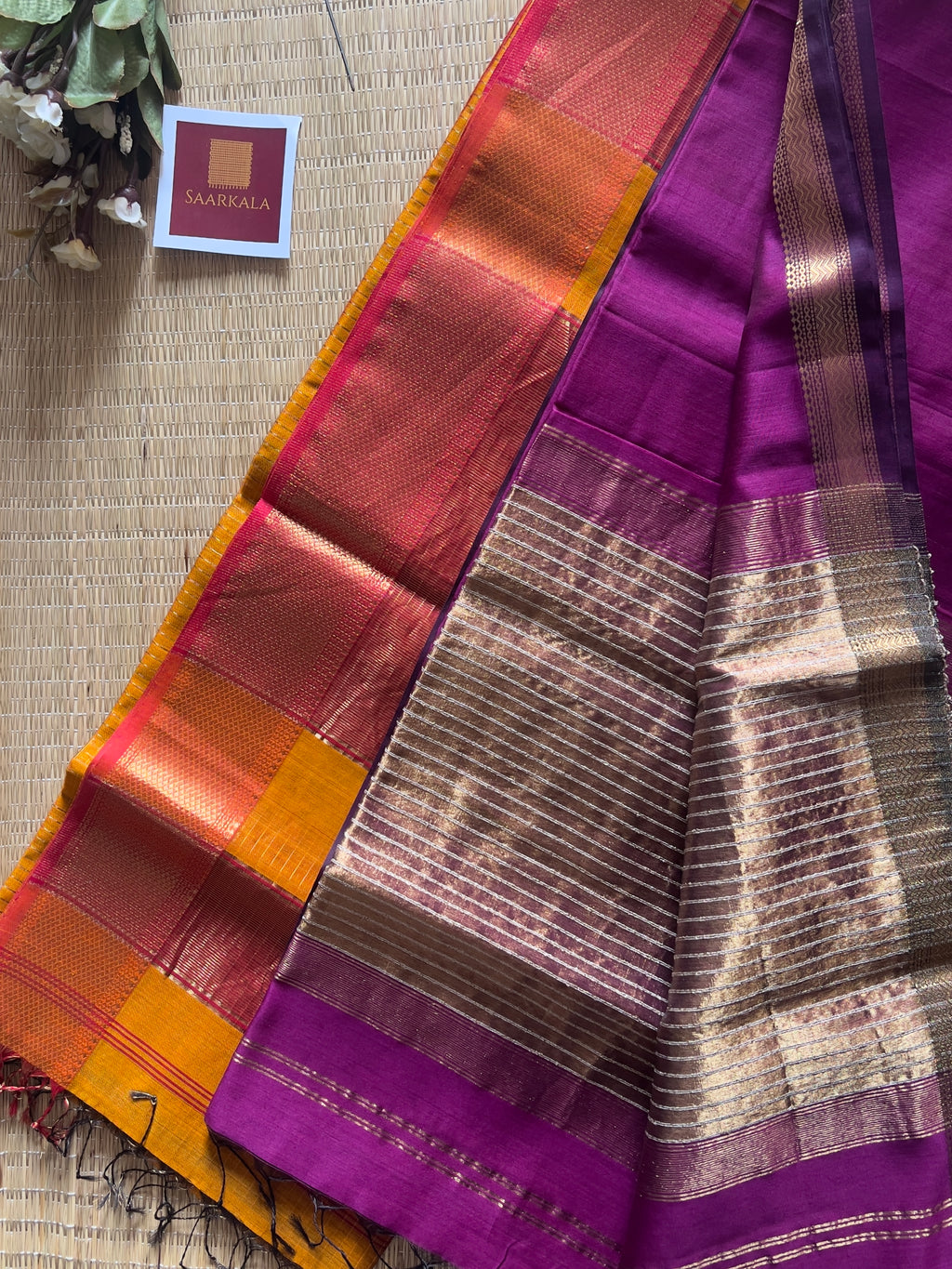 Magenta  & Mustard Handloom Saree Combo Set of 2