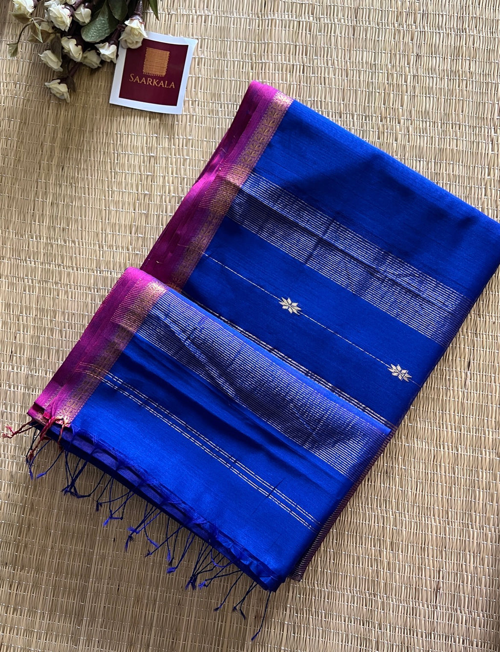 Blue Shaded Dual tone Maheshwari Silk and cotton saree