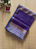 Gingham Lilac Purple Maheshwari Handloom Saree