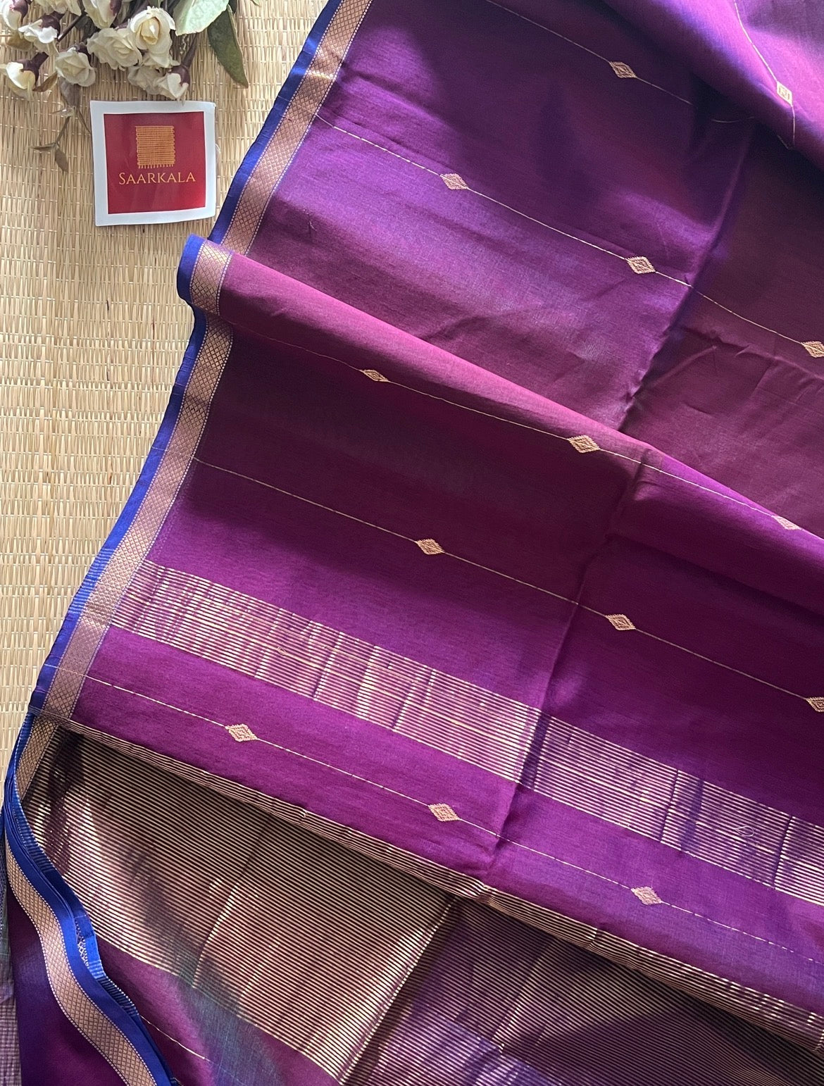 Kalyani Dual tone Purple Maheshwari Handloom Saree