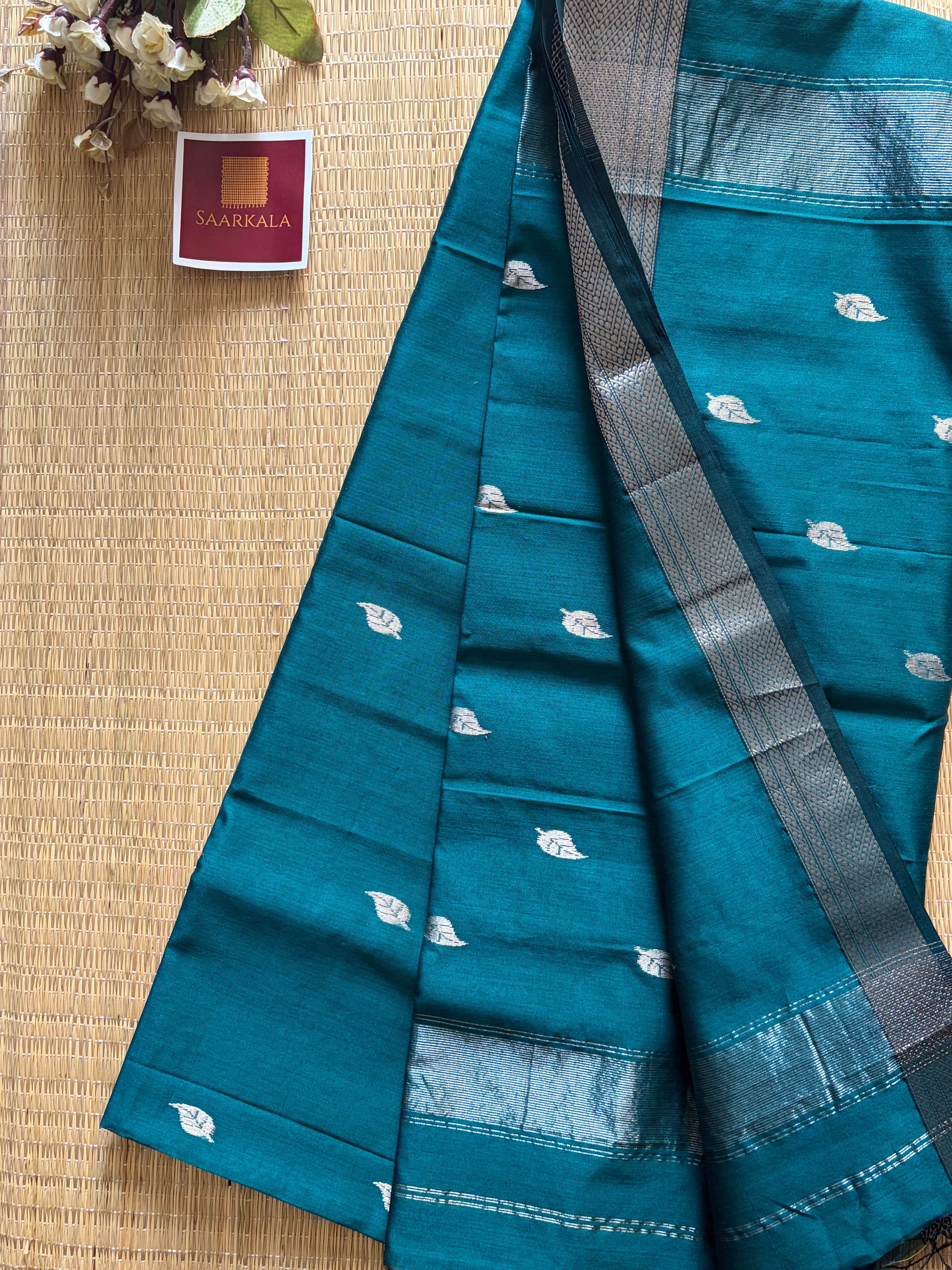 Patti Rama Green Maheshwari silk and cotton Saree