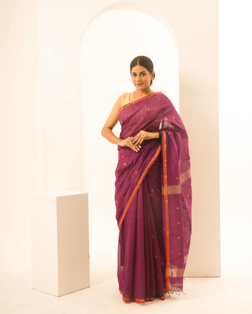 Arrow Dark Pink Maheshwari Handloom Saree
