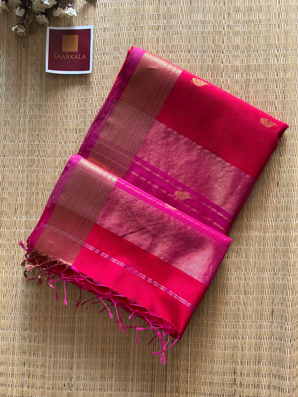 Patti Rani Pink Maheshwari silk and cotton Saree
