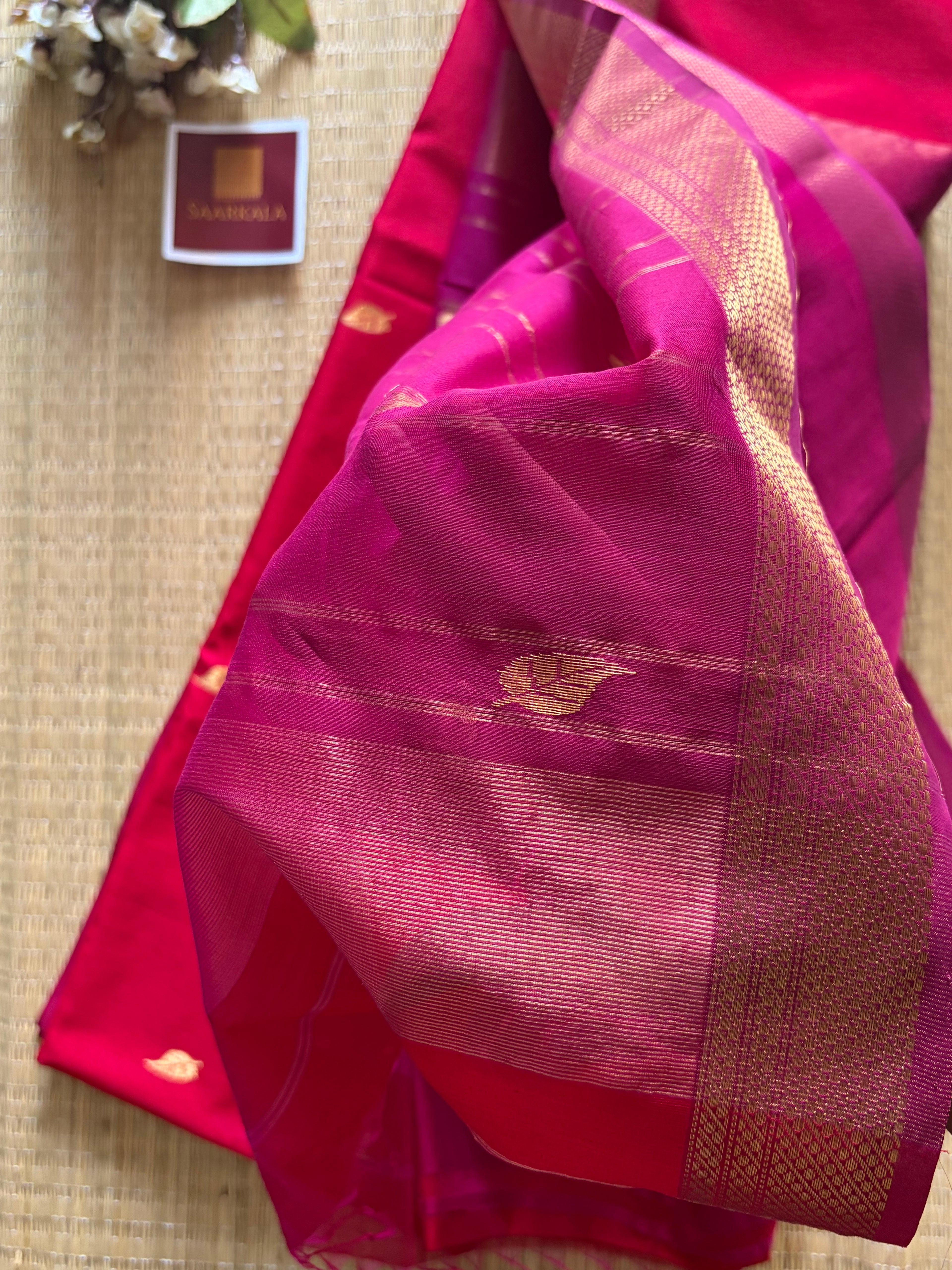 Patti Rani Pink Maheshwari silk and cotton Saree