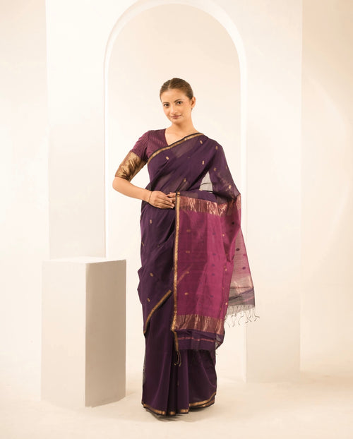 Chameli Purple Pink Maheshwari Handloom Saree
