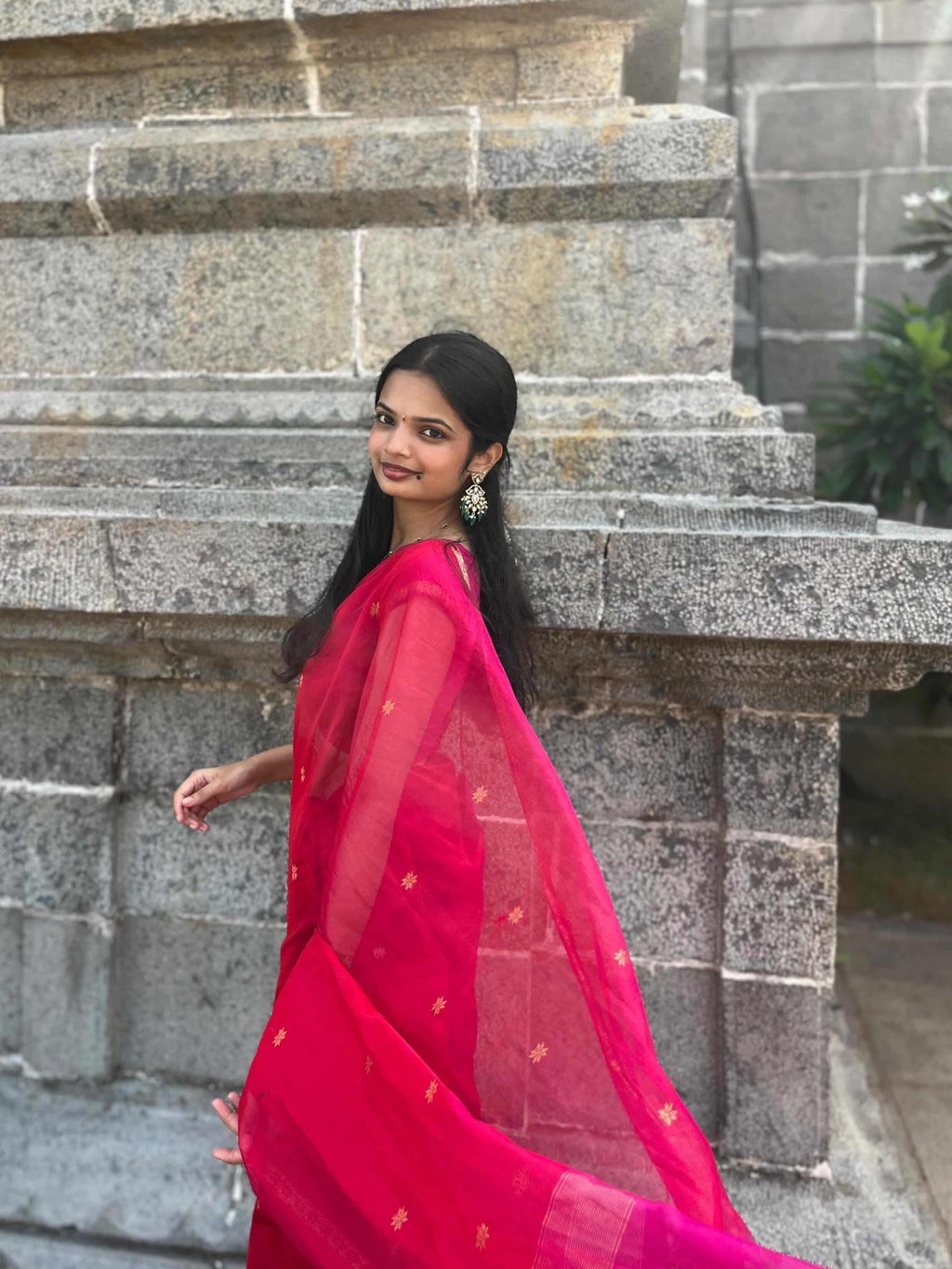 Harshini Gulabi Noor Maheshwari Handloom Saree