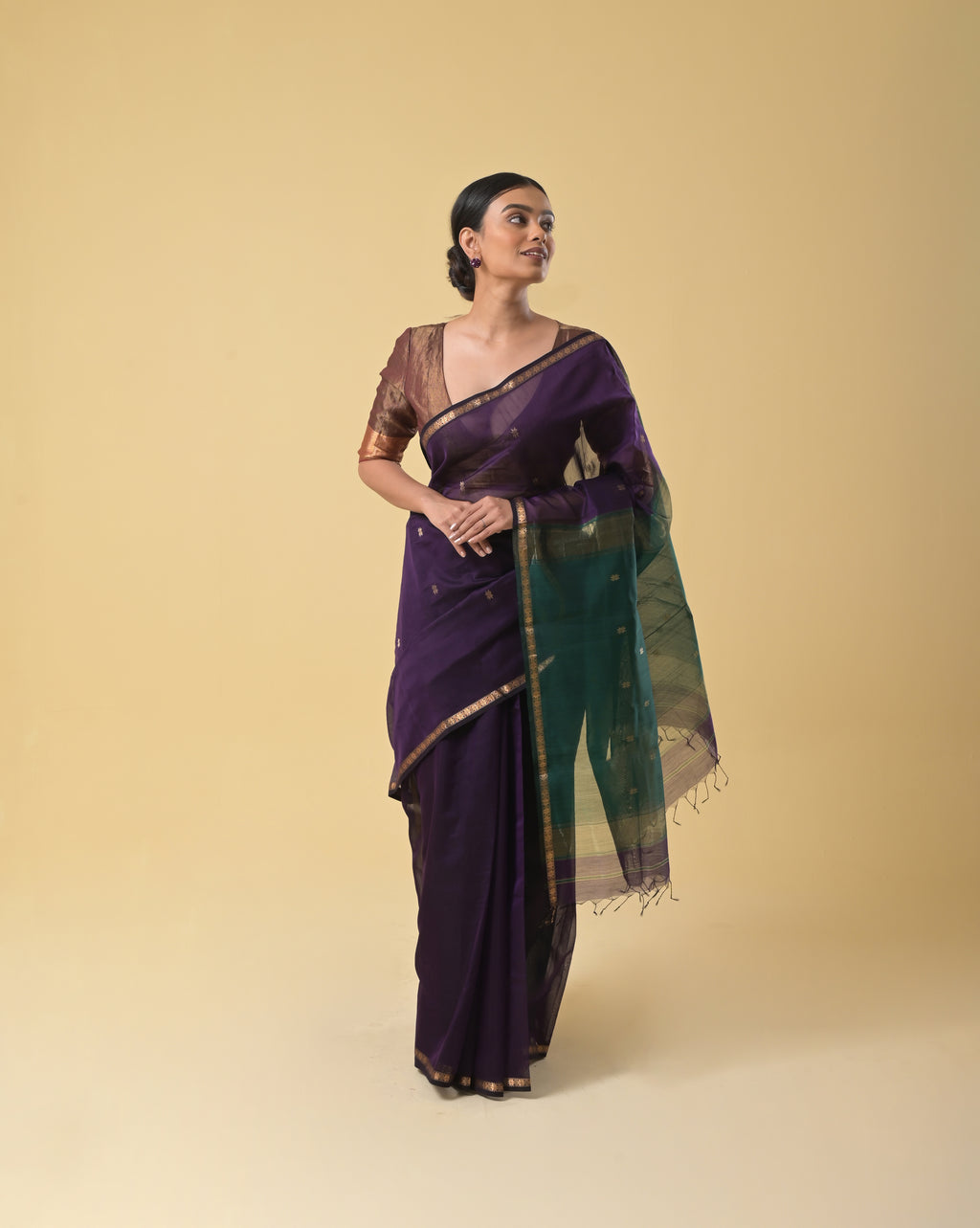 Purple Green Chameli Saree