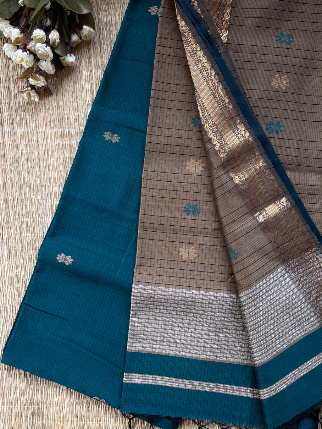 Rama Tussar Maheshwari Handloom Saree