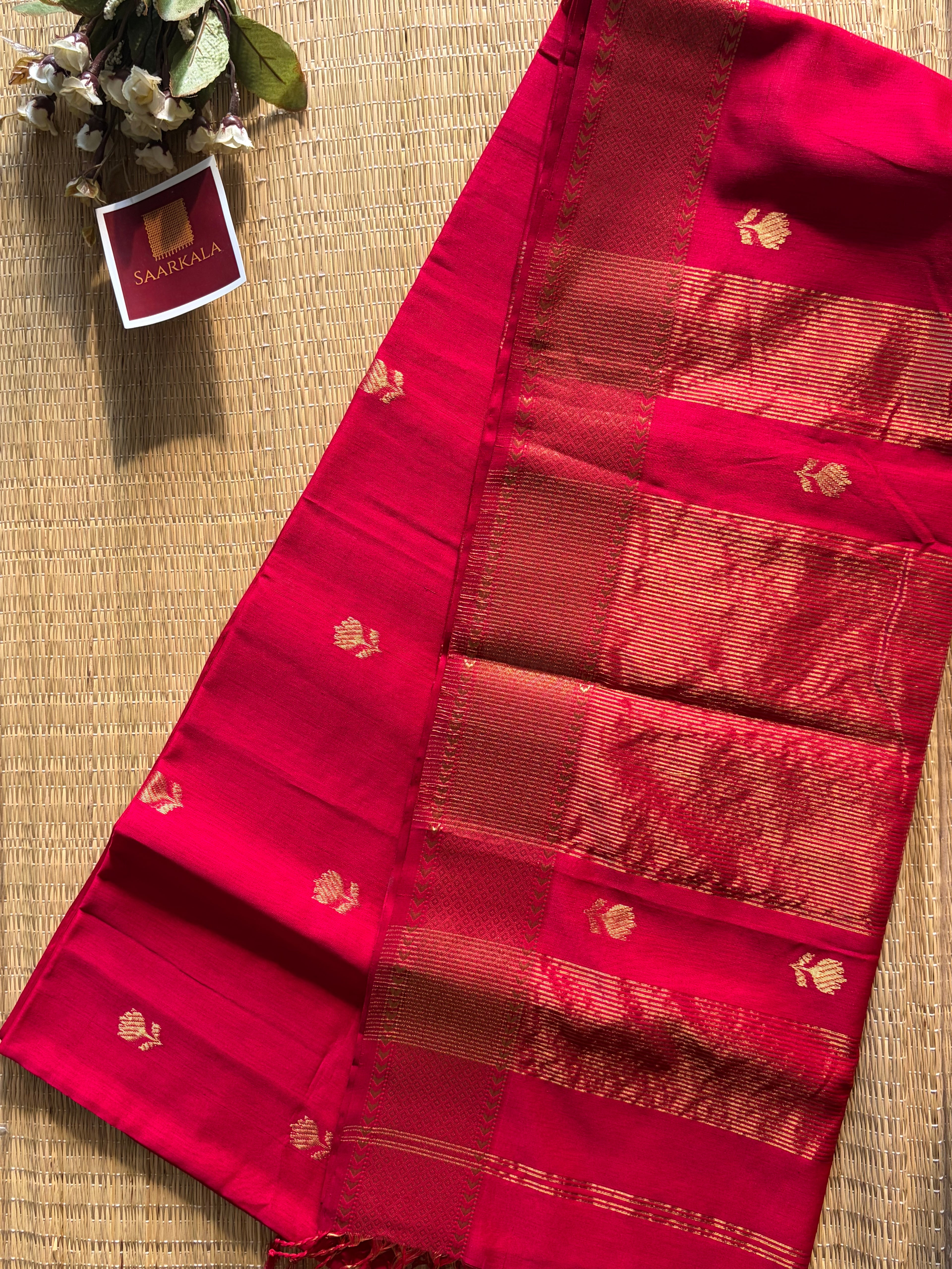 Rani Pink Lotus Maheshwari silk and cotton Saree
