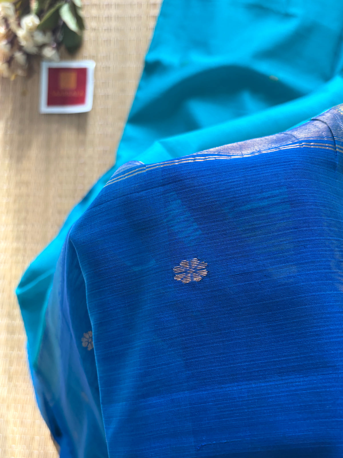 Malayi Rama Blue Maheshwari Handwoven Saree