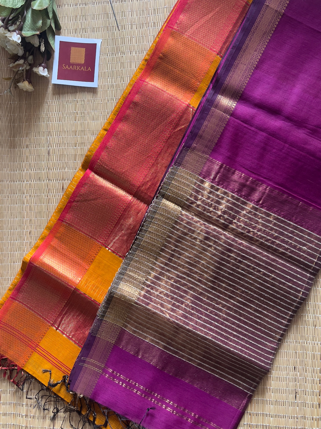 Magenta  & Mustard Handloom Saree Combo Set of 2
