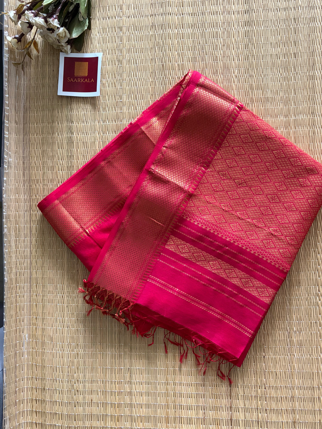 Jala Pallu Pink Maheshwari Handloom Saree