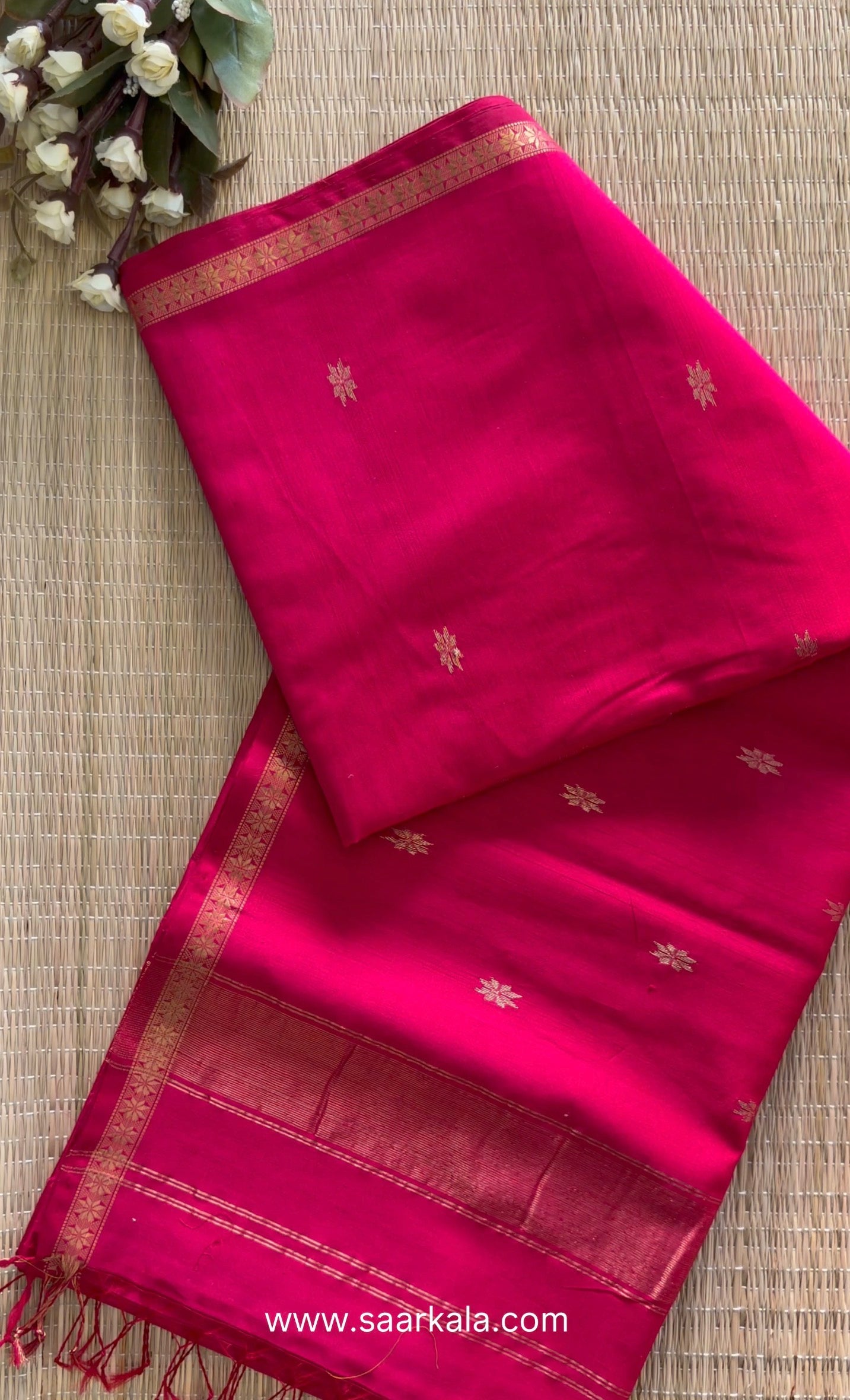 Chameli Self Pink Maheshwari Handloom Saree