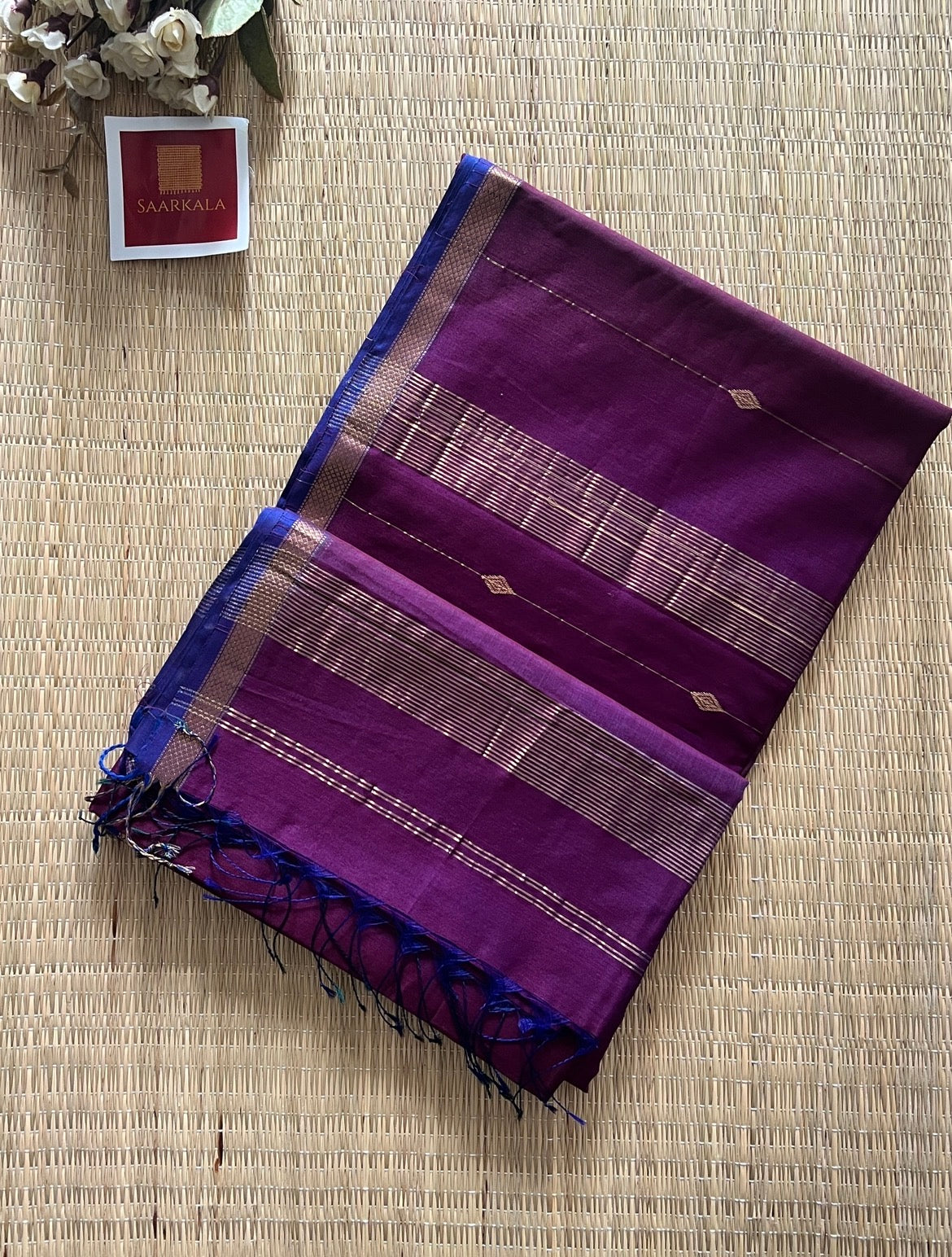 Kalyani Dual tone Purple Maheshwari Handloom Saree