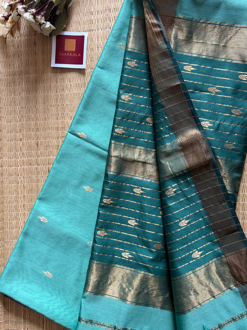 Asmani Blue Rama Maheshwari Handloom Saree
