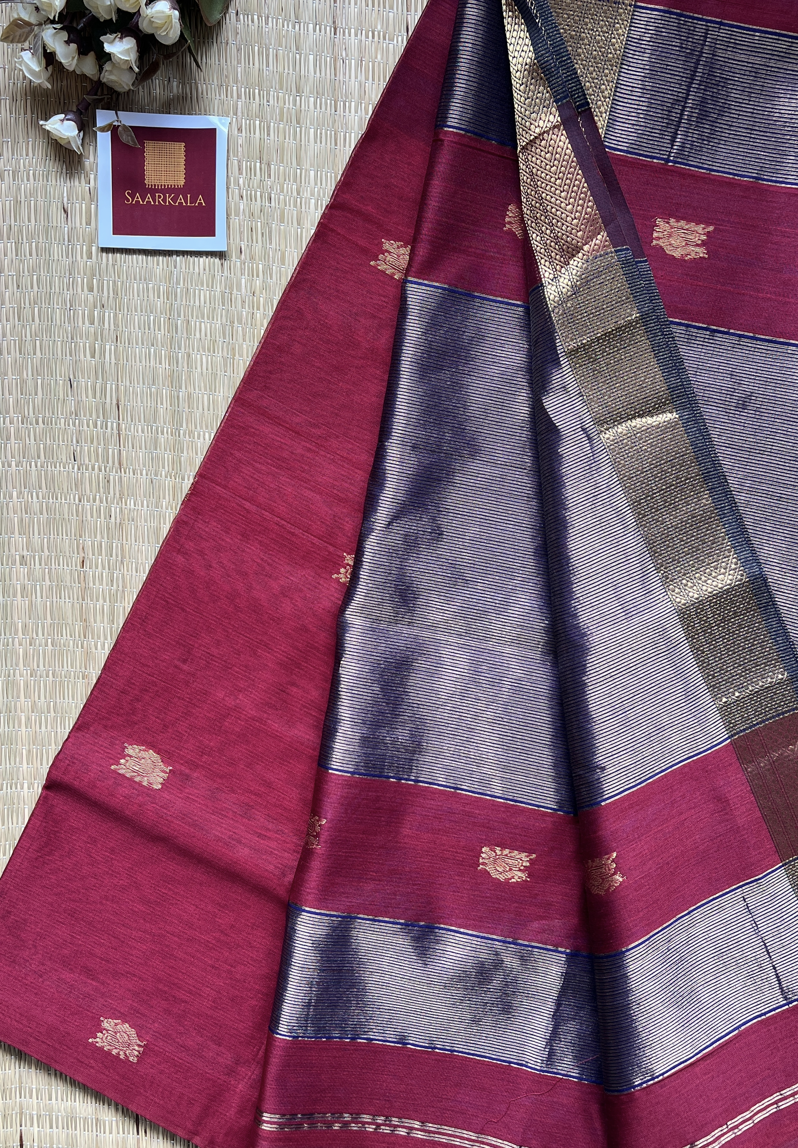 Morni Red Maheshwari Handloom Silk Cotton Saree