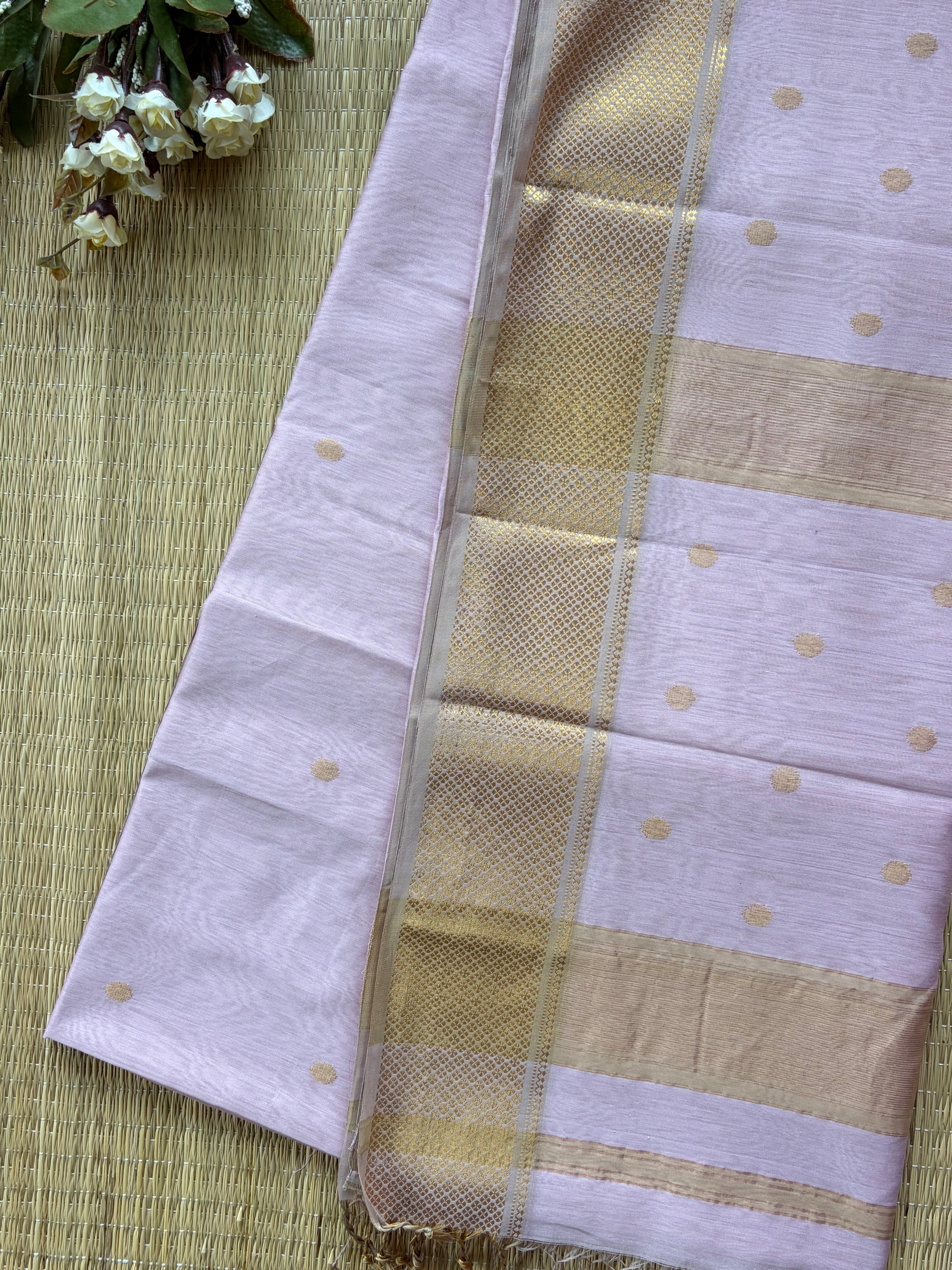 Sikka Lilac Maheshwari Handloom Saree