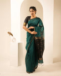 Chameli Rama Green Black Maheshwari Handloom Saree