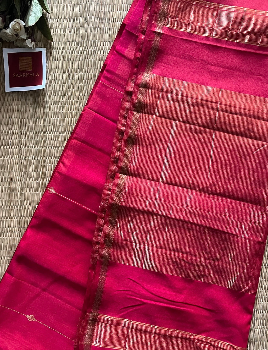 Noori Pink Shaded Maheshwari Silk & Cotton Pure Handloom Saree