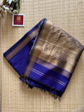 Blue kosa Maheshwari silk by cotton handloom saree