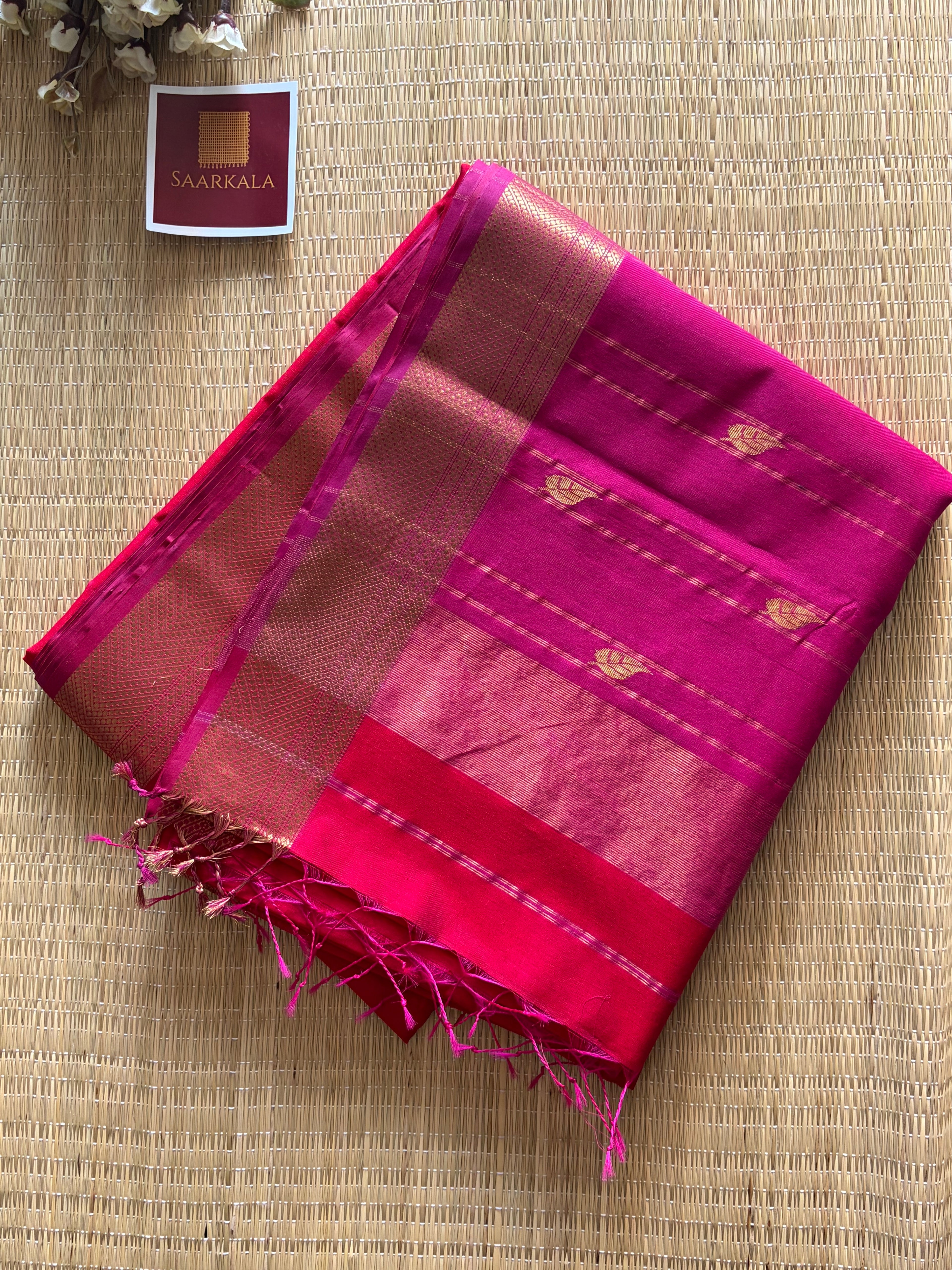 Patti Rani Pink Maheshwari silk and cotton Saree