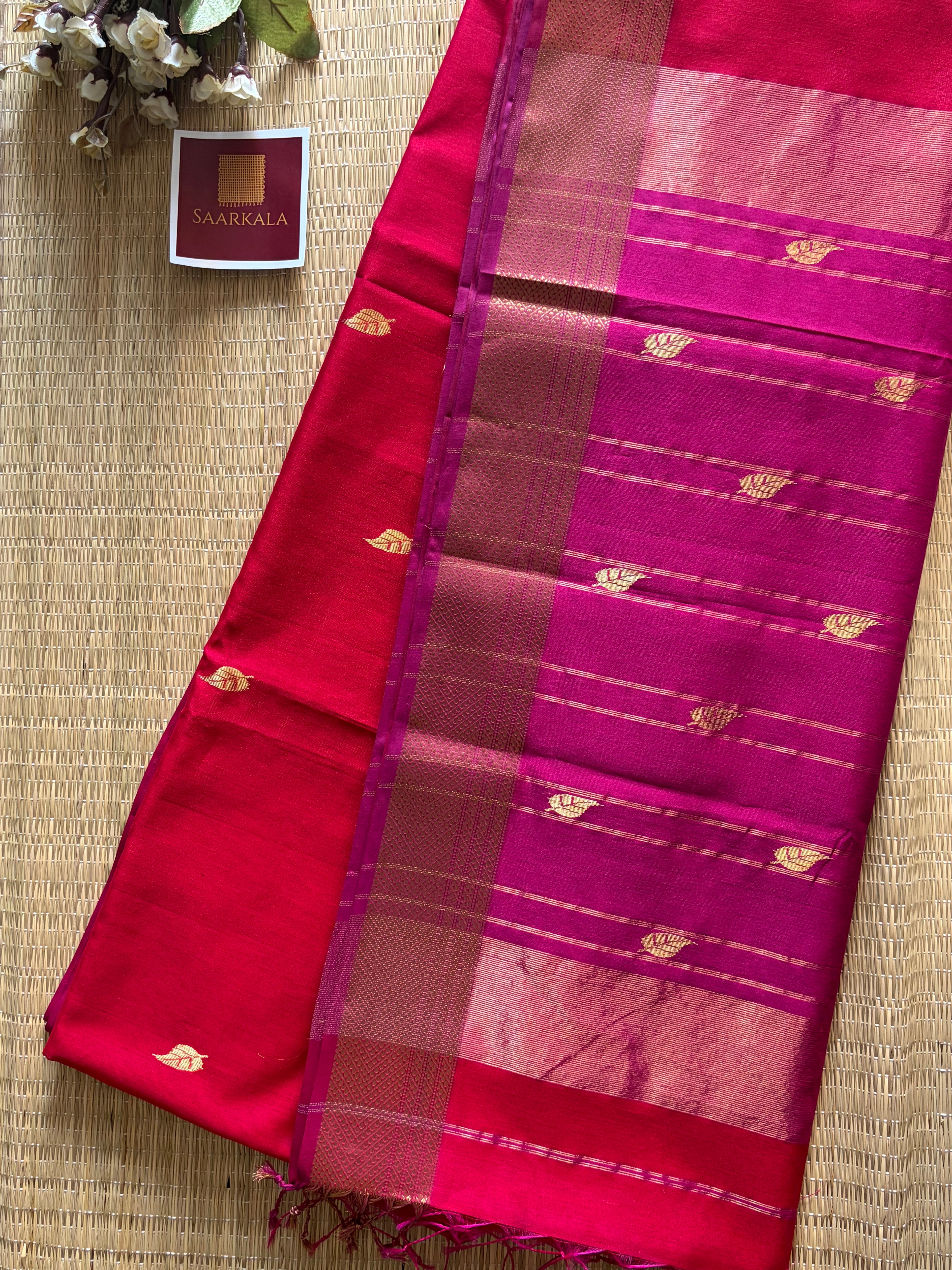 Patti Rani Pink Maheshwari silk and cotton Saree