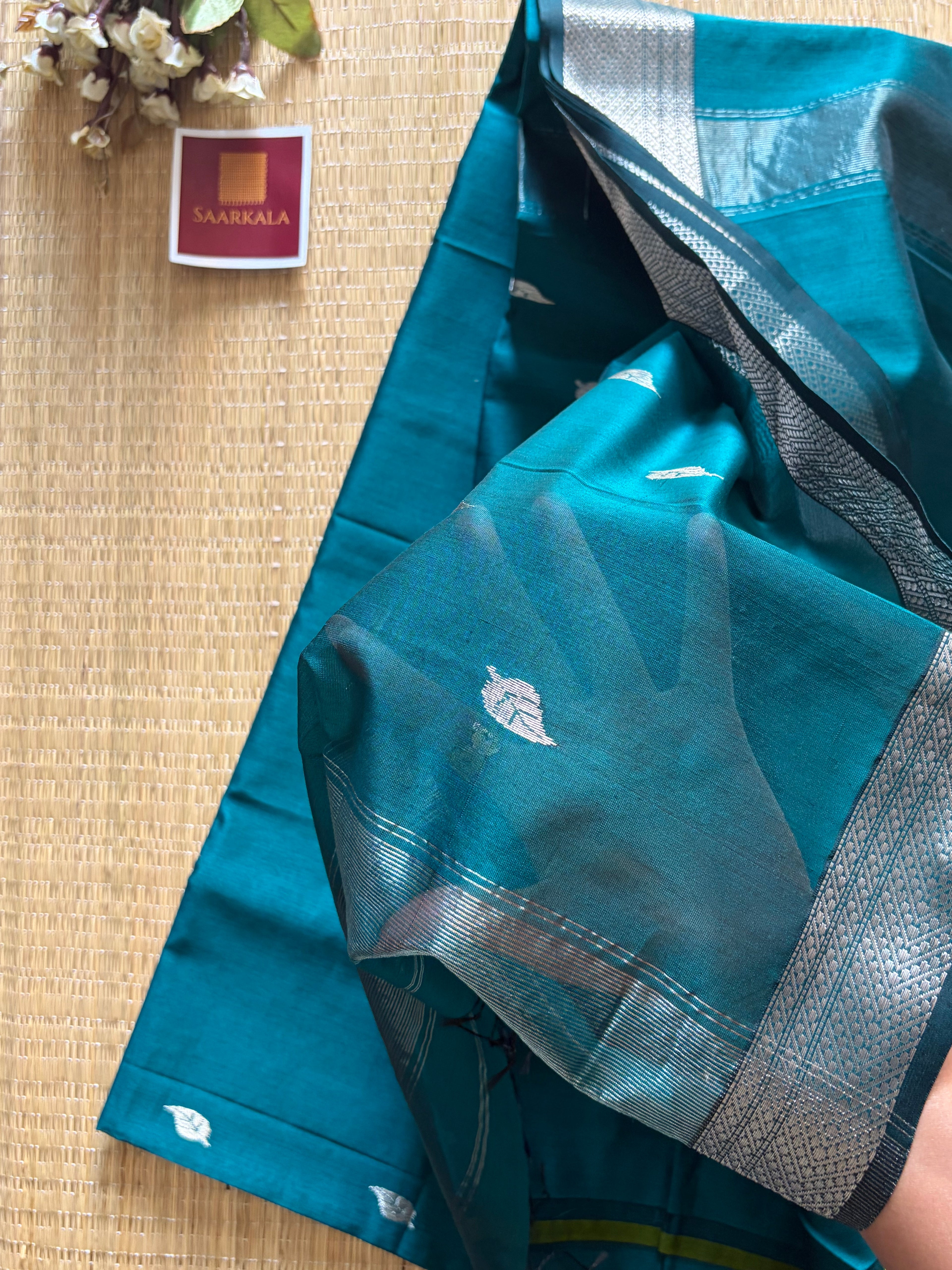 Patti Rama Green Maheshwari silk and cotton Saree