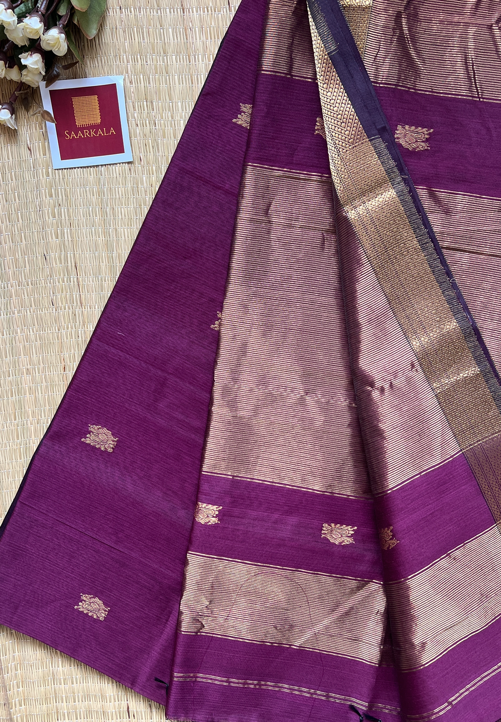 Morni Wine Maheshwari Handloom Silk Cotton Saree