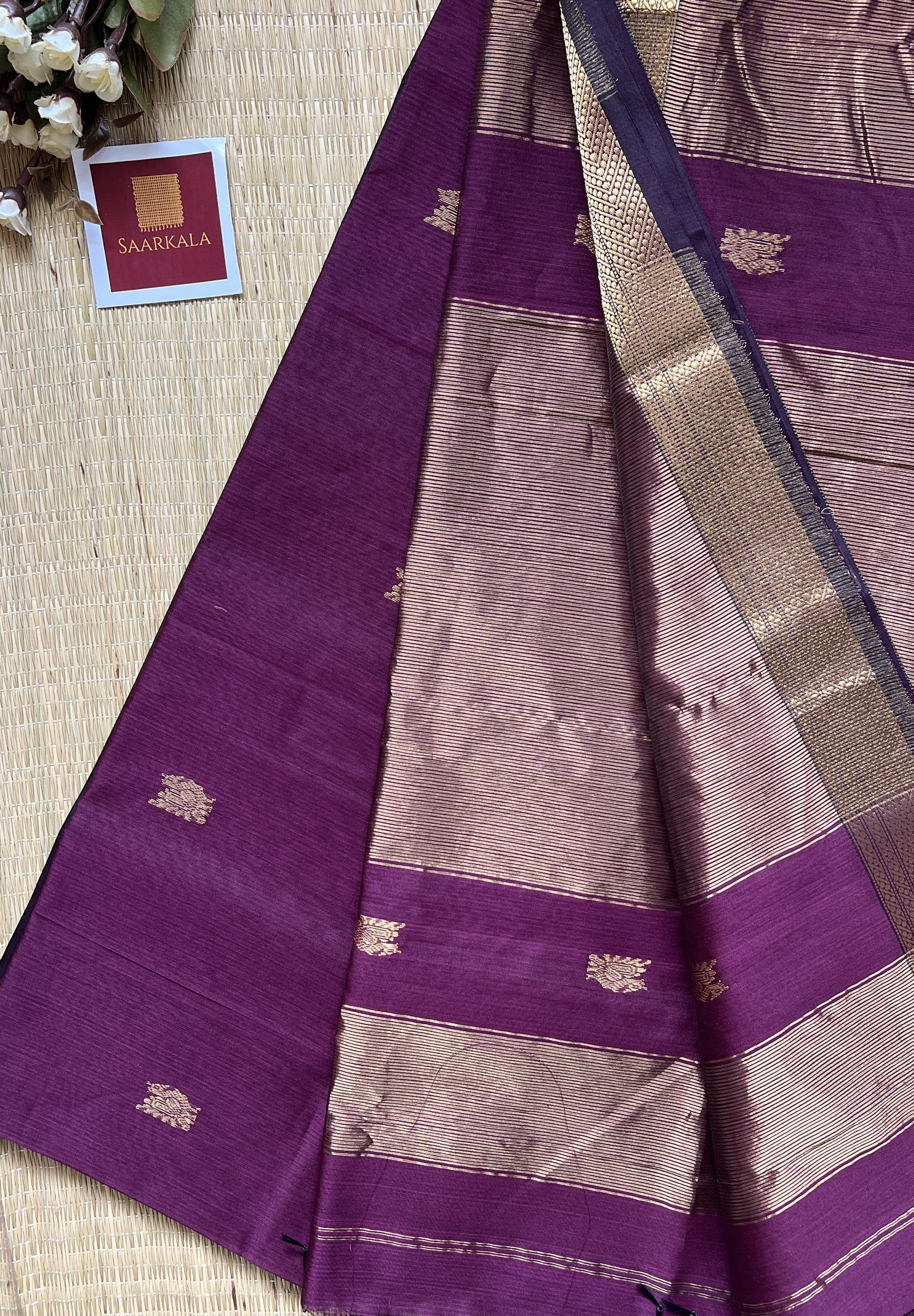 Morni Wine Maheshwari Handloom Silk Cotton Saree
