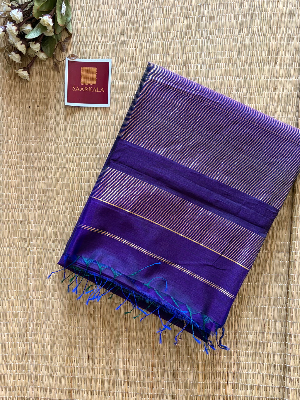 Violet Purple Dual tone Shaded Maheshwari Handloom Silk Cotton Saree