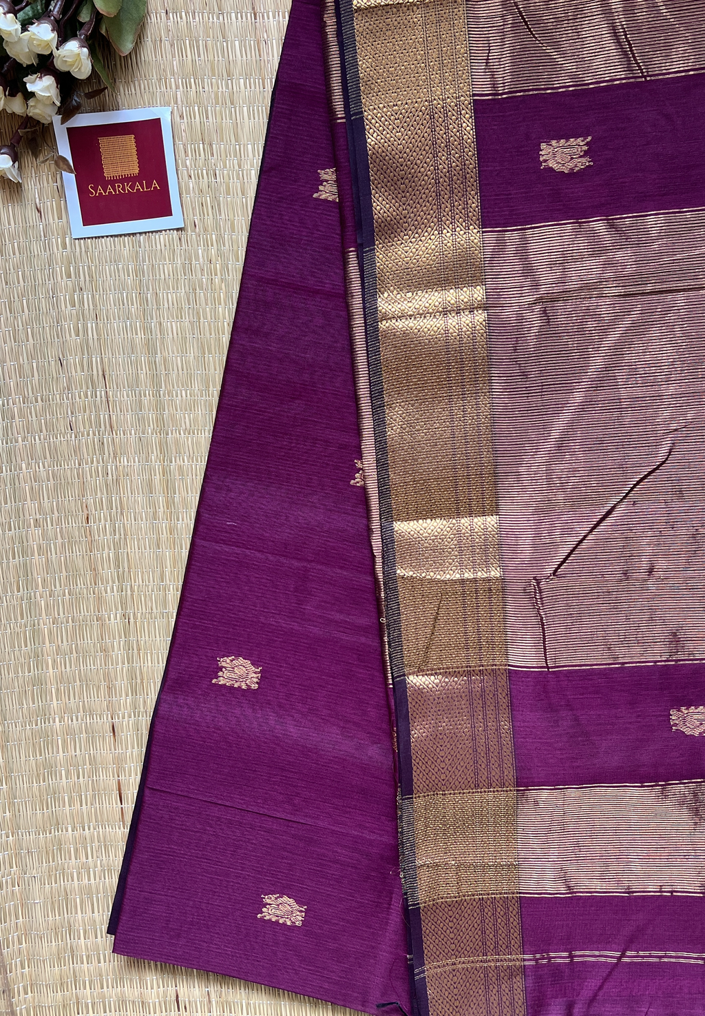 Morni Wine Maheshwari Handloom Silk Cotton Saree