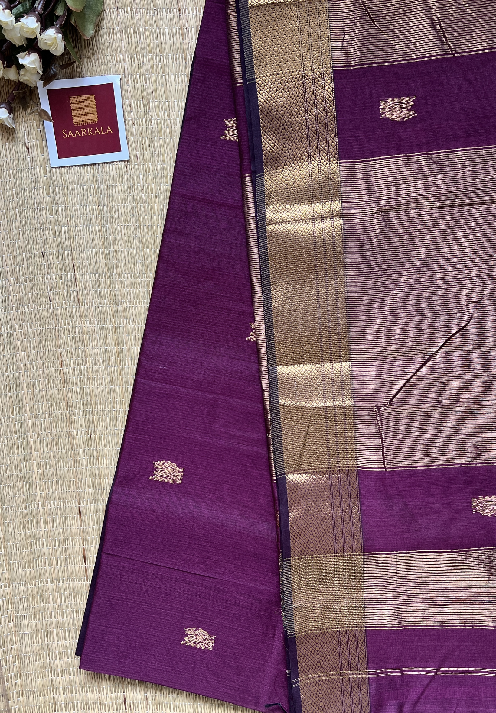 Morni Wine Maheshwari Handloom Silk Cotton Saree