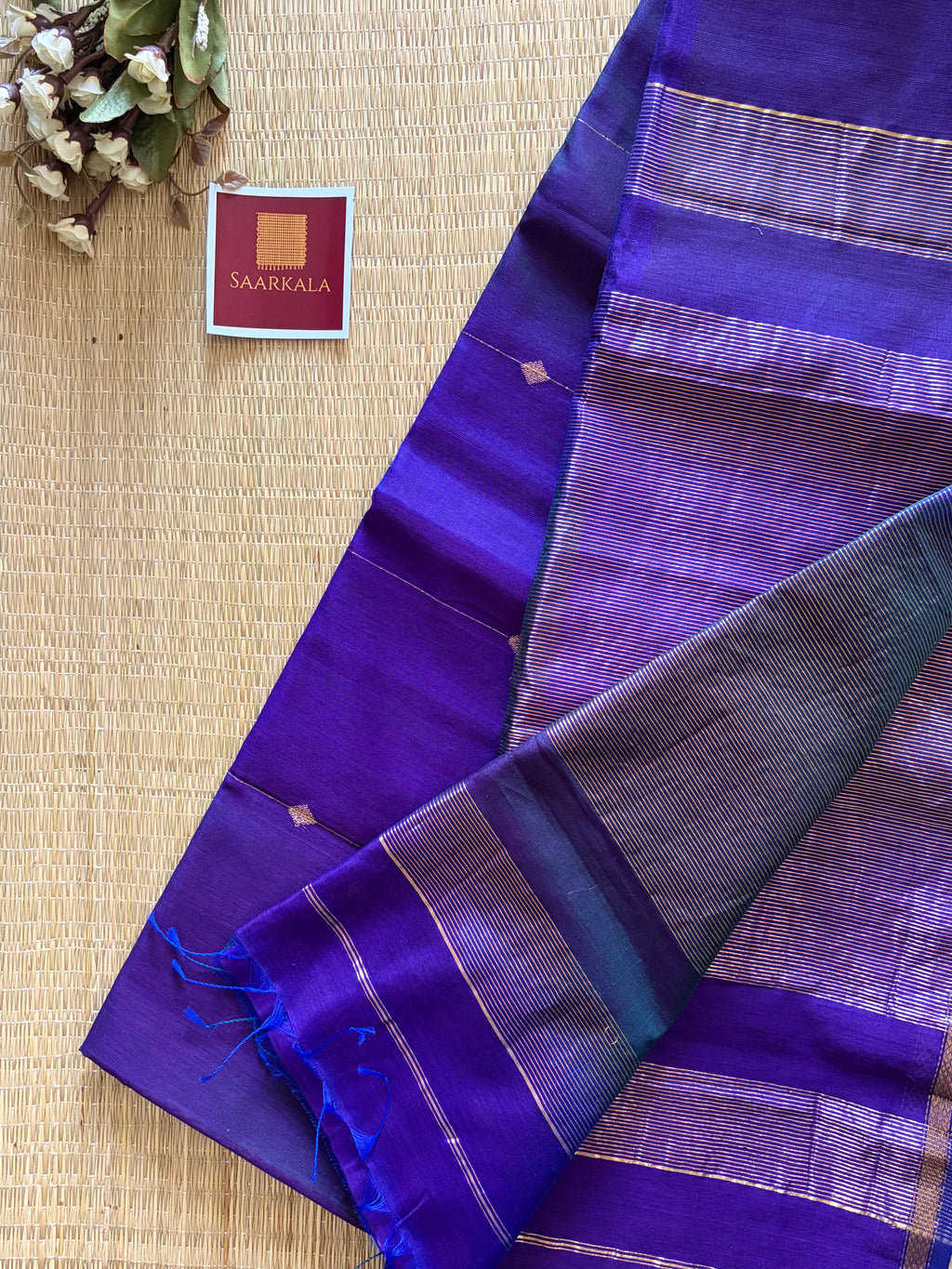 Violet Purple Dual tone Shaded Maheshwari Handloom Silk Cotton Saree