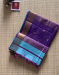 Heart Butti Aasmani Blue Maheshwari Handloom Silk Cotton Saree