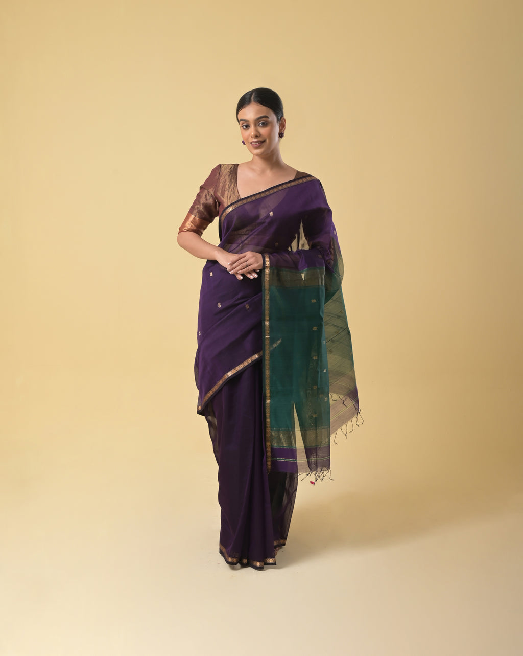 Purple Green Chameli Saree