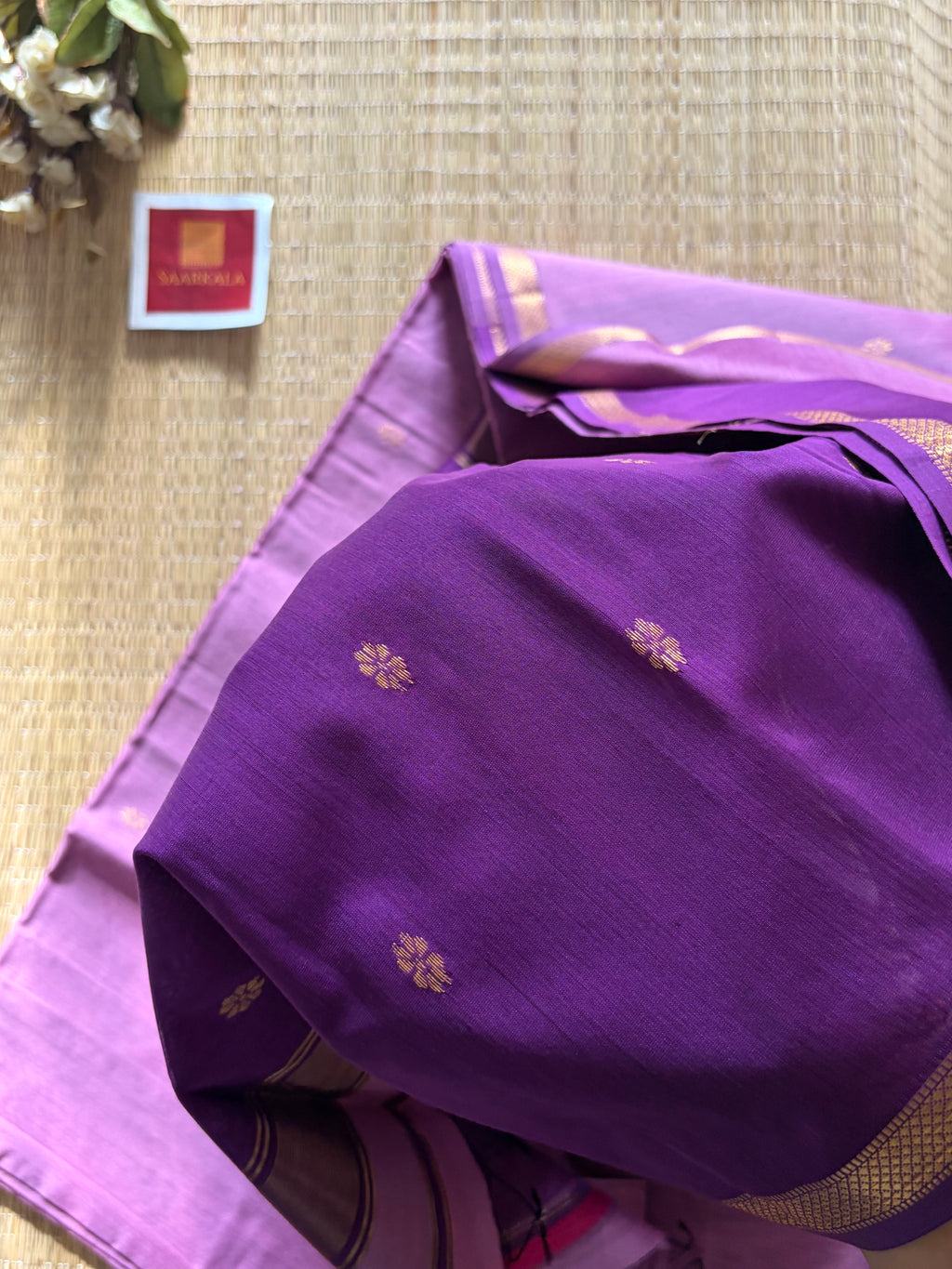 Malayi Lilac Light Purple Maheshwari Handwoven Saree