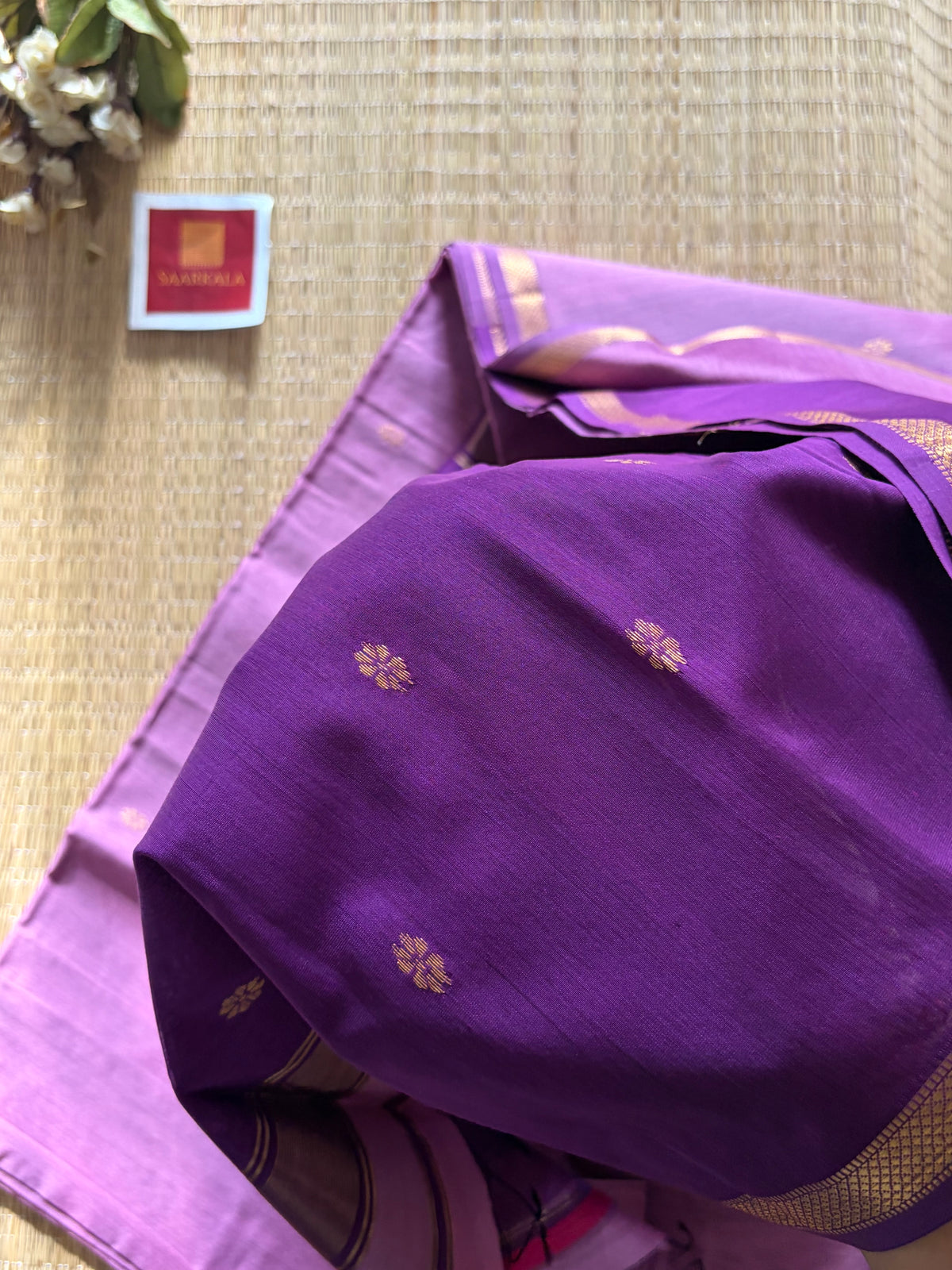 Malayi Lilac Light Purple Maheshwari Handwoven Saree