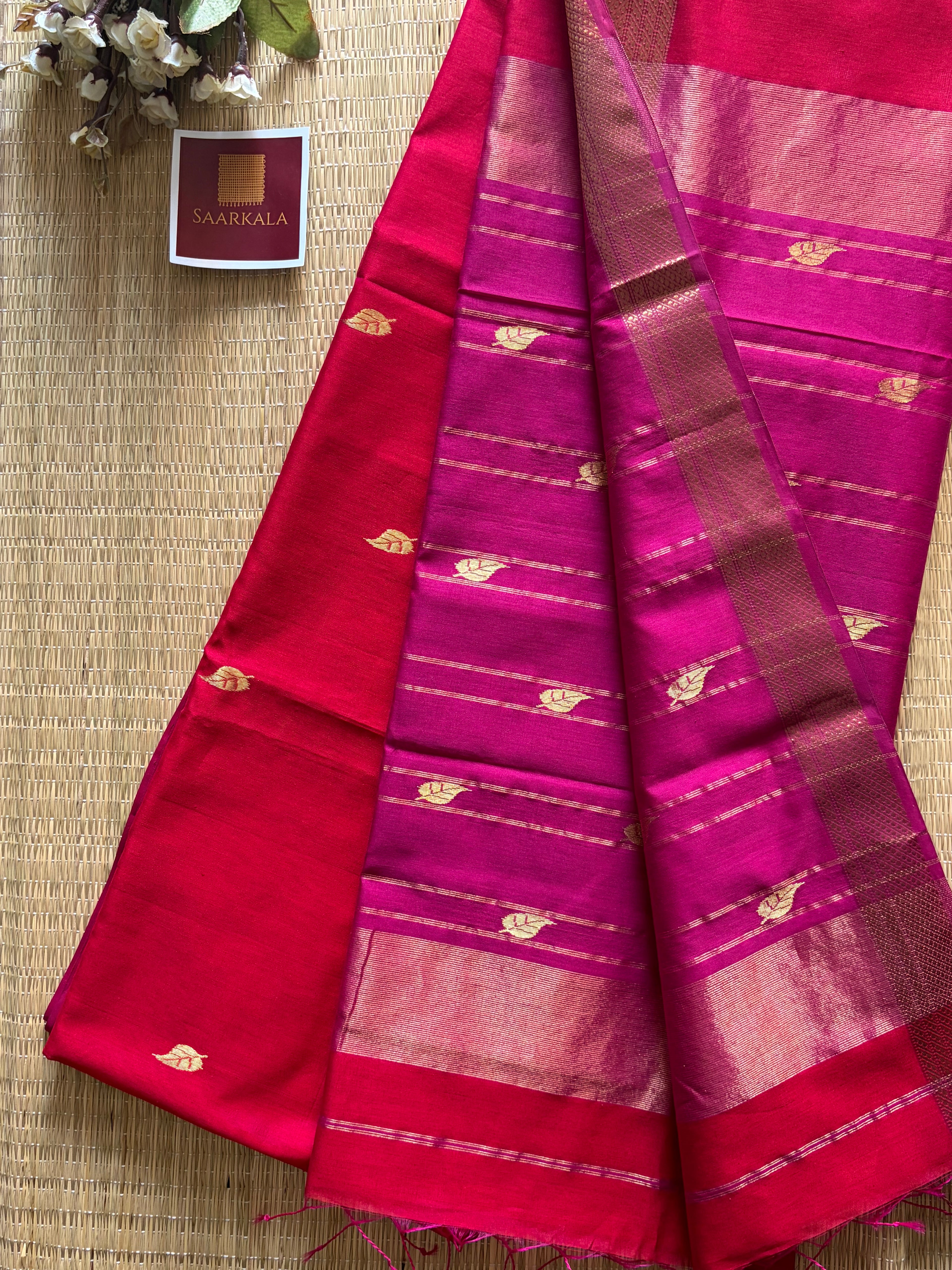 Patti Rani Pink Maheshwari silk and cotton Saree