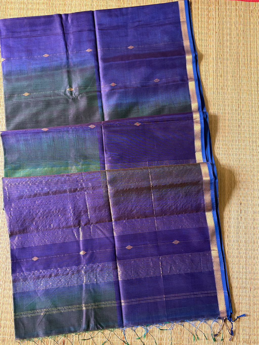 Purple Tint Shaded Silk & Cotton Maheshwari Handwoven Saree