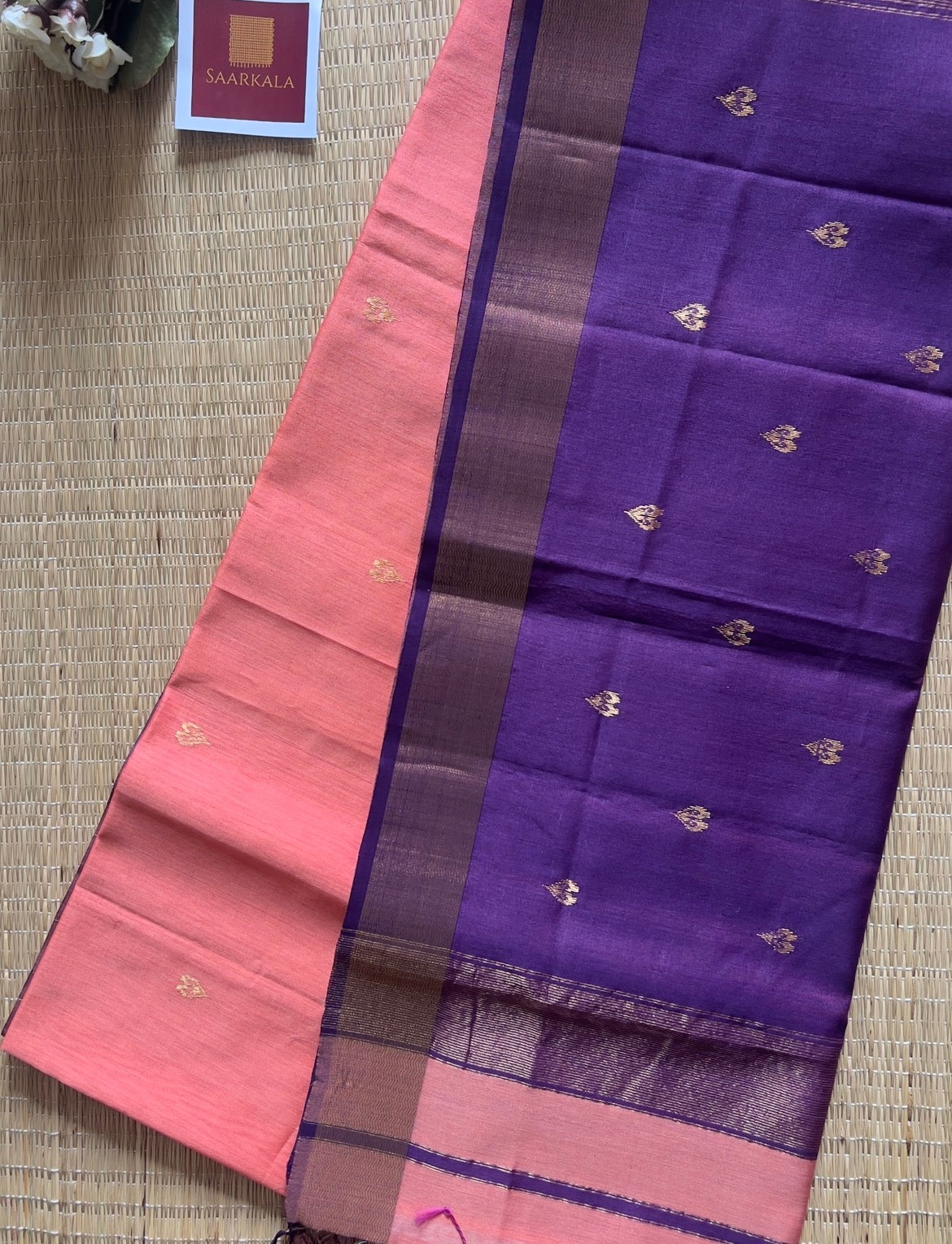 Heart Butti Gajri Maheshwari Handloom Silk Cotton Saree