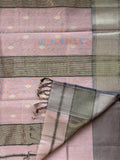 Blush Pink Tissue Silk Maheshwari Handloom Saree