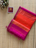 Magenta Pink Rani Maheshwari Handloom Silk Cotton Saree