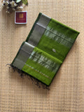 Patti Mint Green Maheshwari silk and cotton Saree
