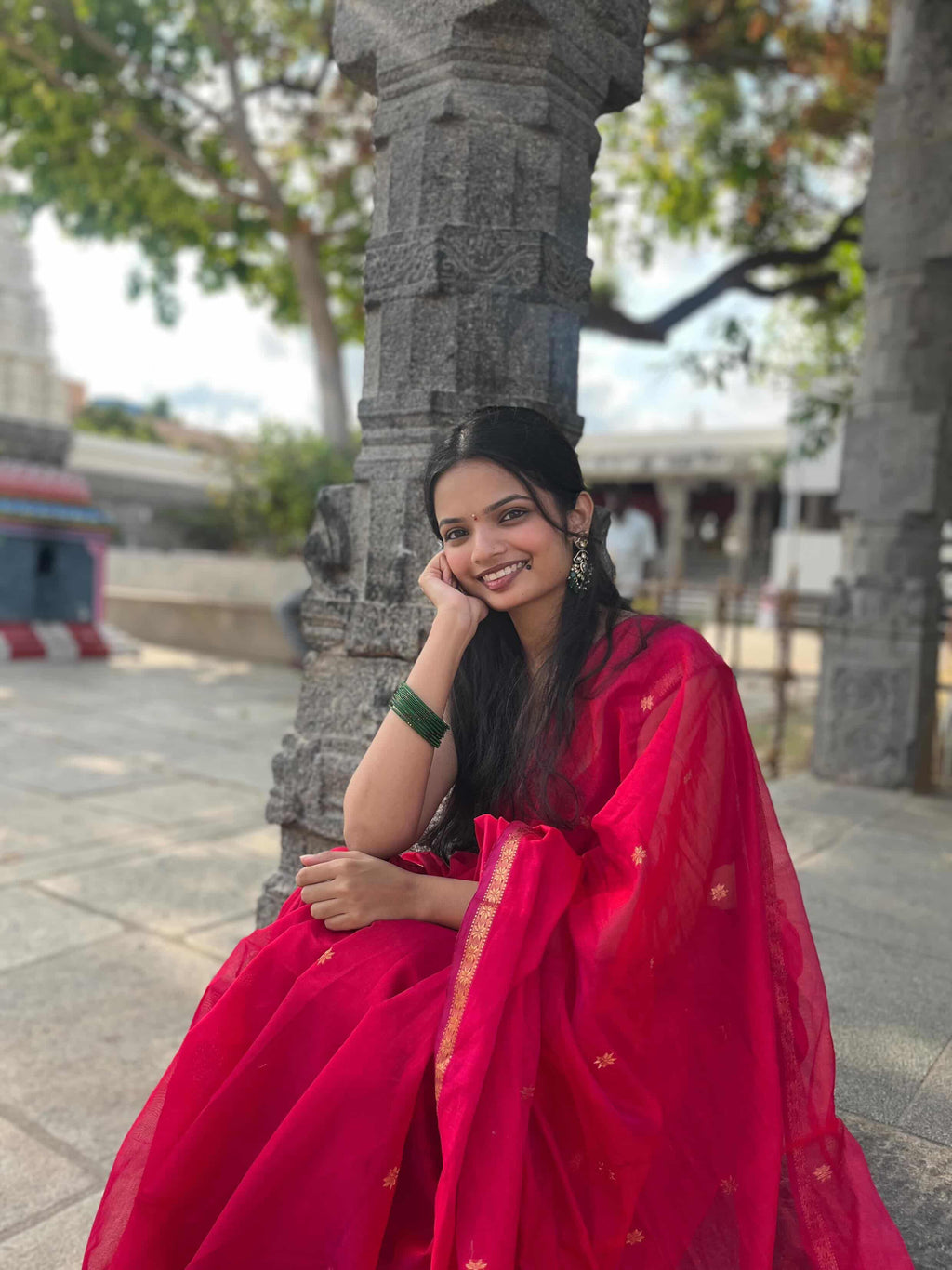 Harshini Gulabi Noor Maheshwari Handloom Saree