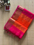 Swara Sikka Pink Orange Maheshwari Handloom Saree