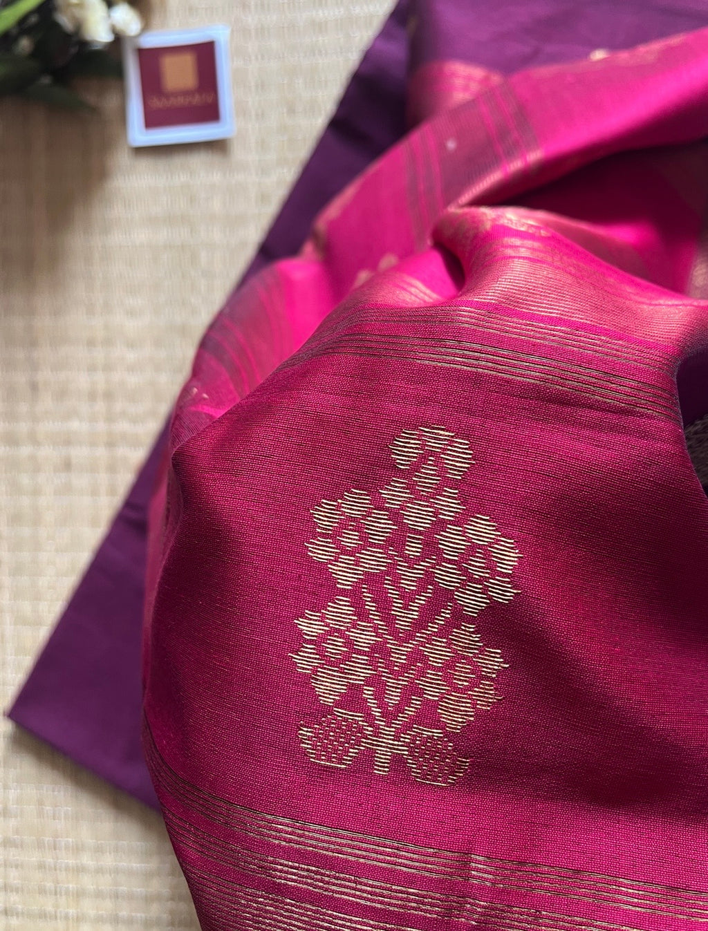 Floral Buta Deep Wine and Magenta Maheshwari Handloom Saree